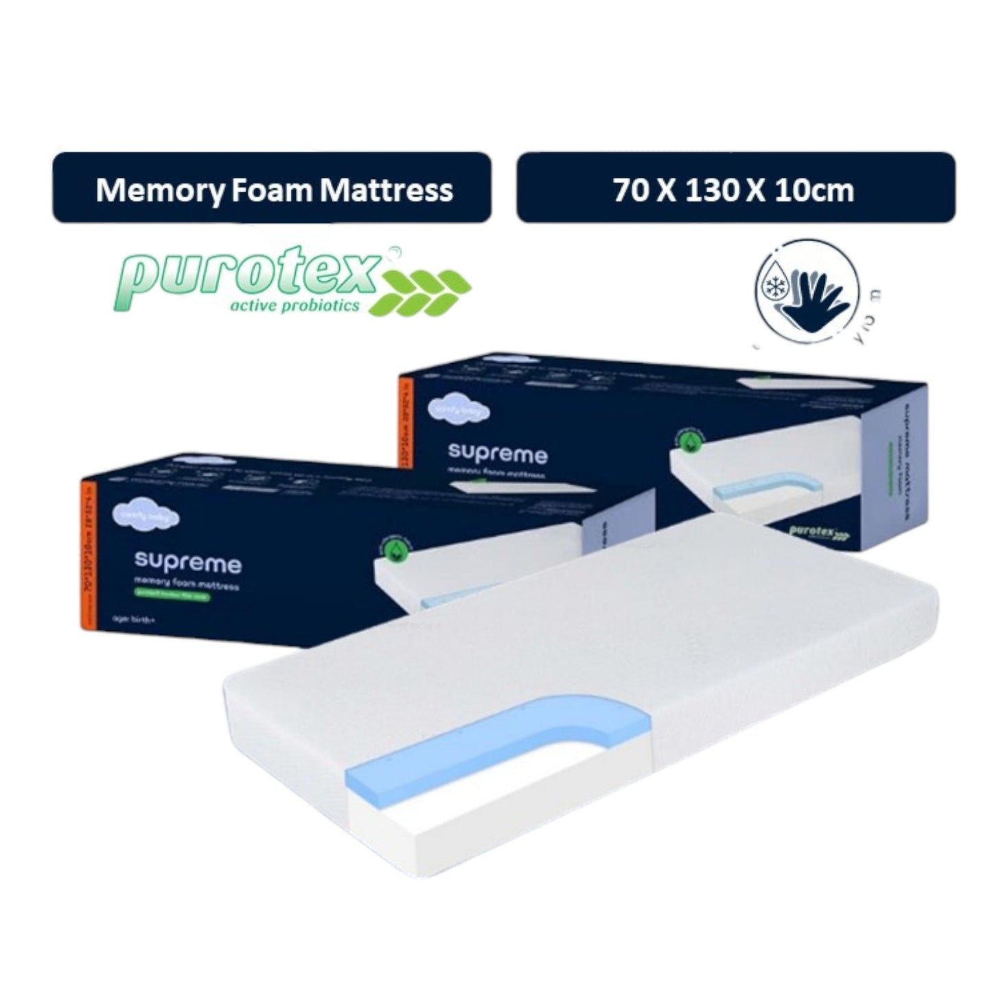 Comfy Baby Purotex Memory Foam / Cooling Gel Supreme Mattress (70 x 130 x 10cm)