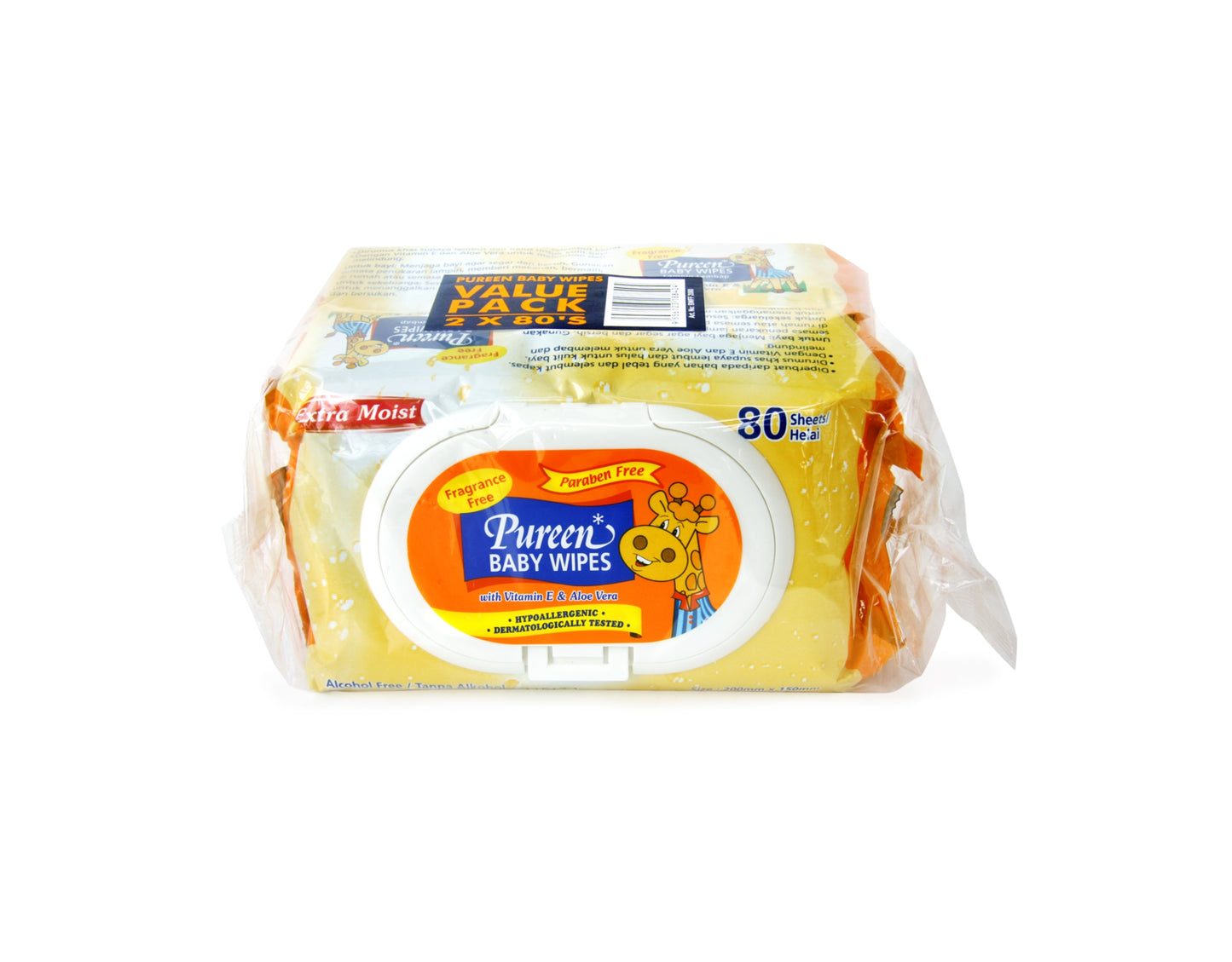 Pureen Baby Wipes Fragrance Free 80's x 2