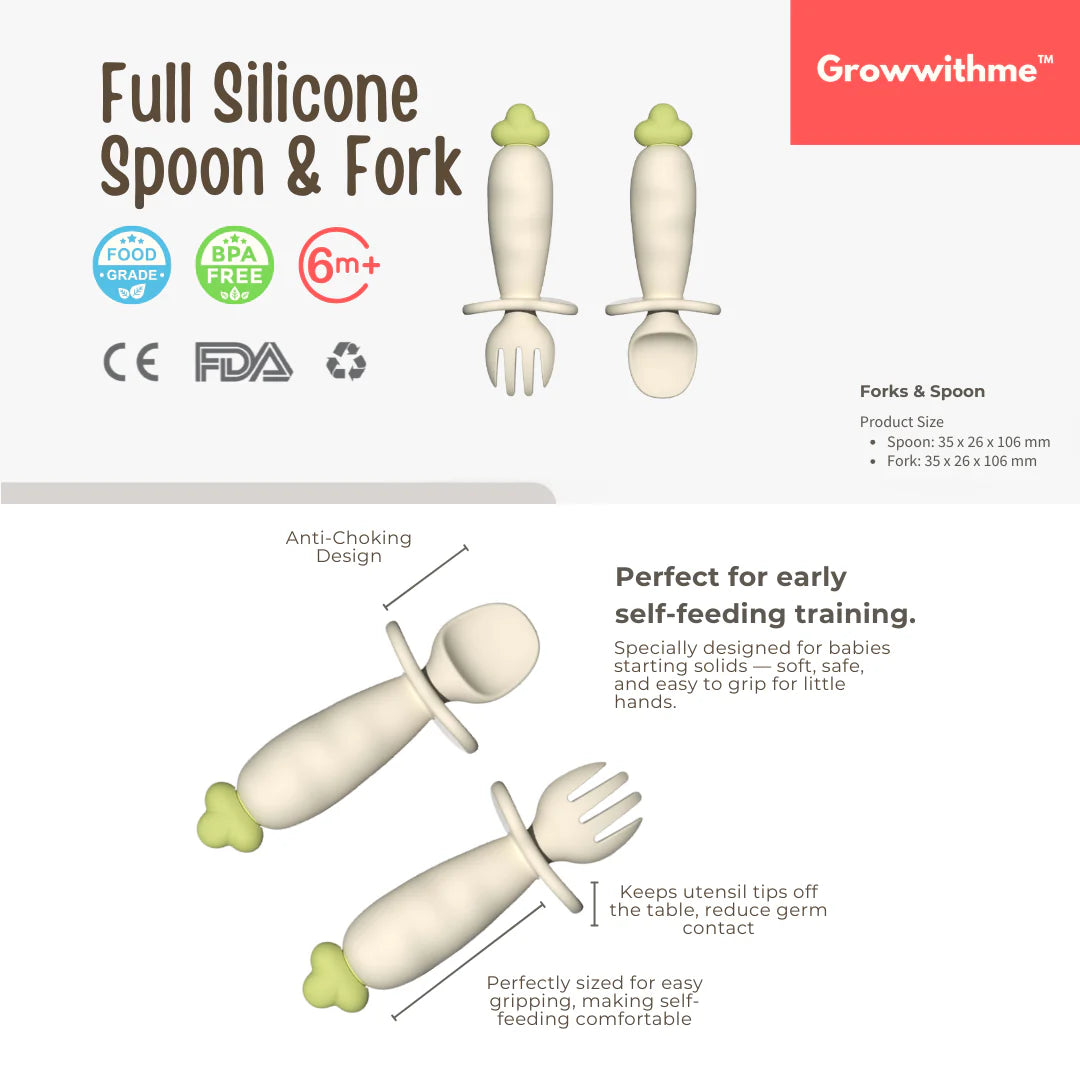 Growwithme™ Silicone Fork and Spoon Set (6-12m)