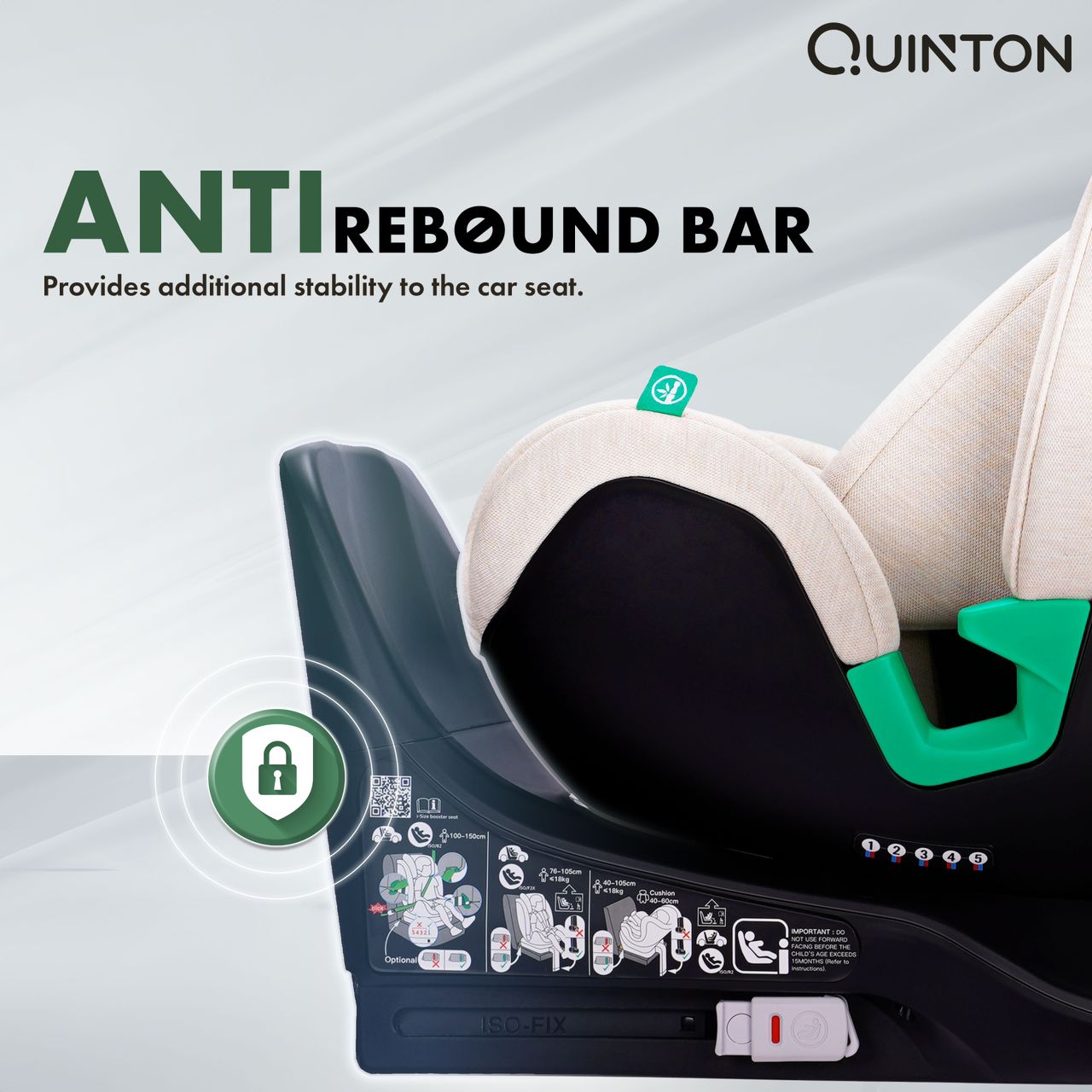 Quinton Coxy 360 Car Seat Cream White/Black/Navy Blue