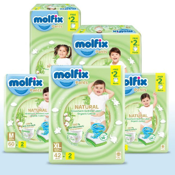 Molfix Natural Pants Jumbo Pack - M62 / L50 / XL44 / XXL38 / XXXL22 (1 Pack)