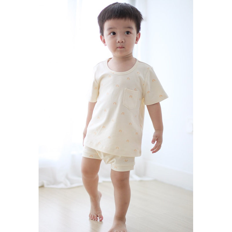 Twinkle Planet | 100% Organic Cotton Short Sleeve Casual Set - Sunshine Rainbow