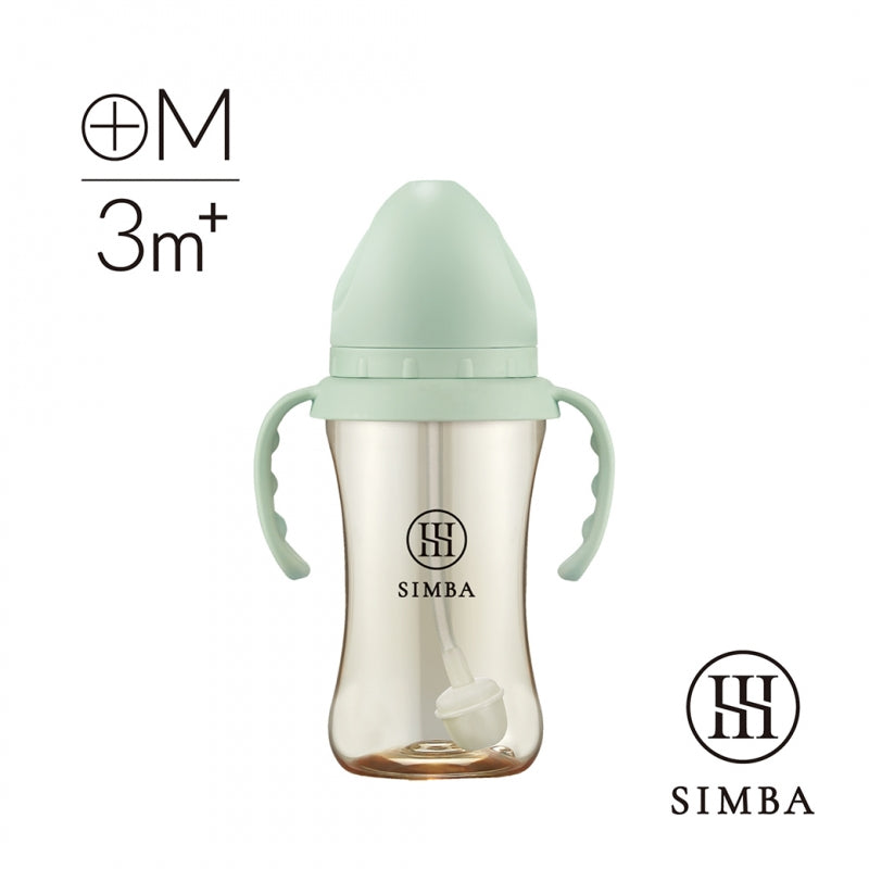 SIMBA ALLONGE PPSU WIDE NECK BOTTLE WITH HANDLE & AUTO STRAW (270ML/9OZ) CROSS HOLE M TEAT
