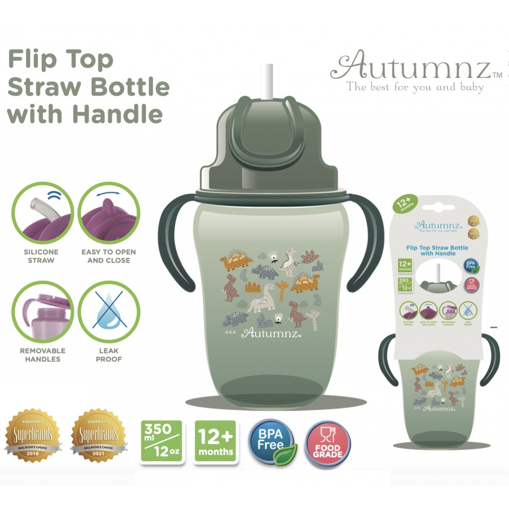 Autumnz Flip Top Straw Bottle With Handle 350ml/12oz