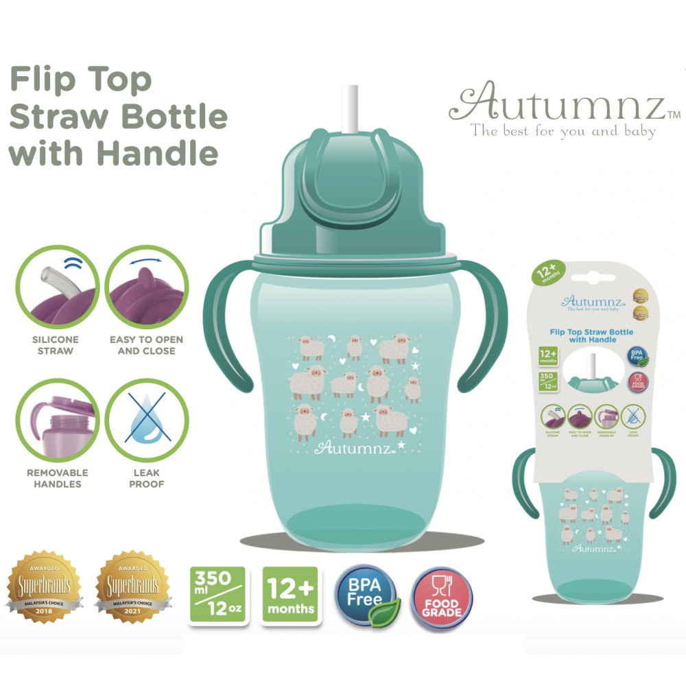 Autumnz Flip Top Straw Bottle With Handle 350ml/12oz