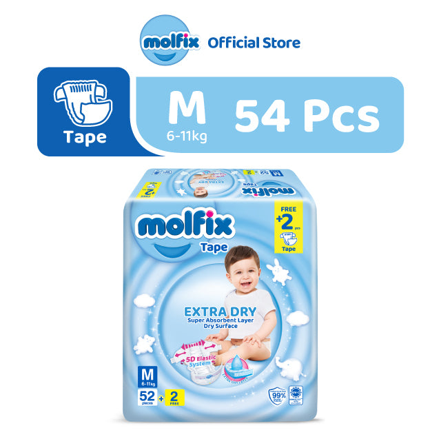 Molfix Extra Dry Tape Jumbo Pack - NB60 / S60 / M54 / L46 / XL38 / XXL34 (1 Pack)