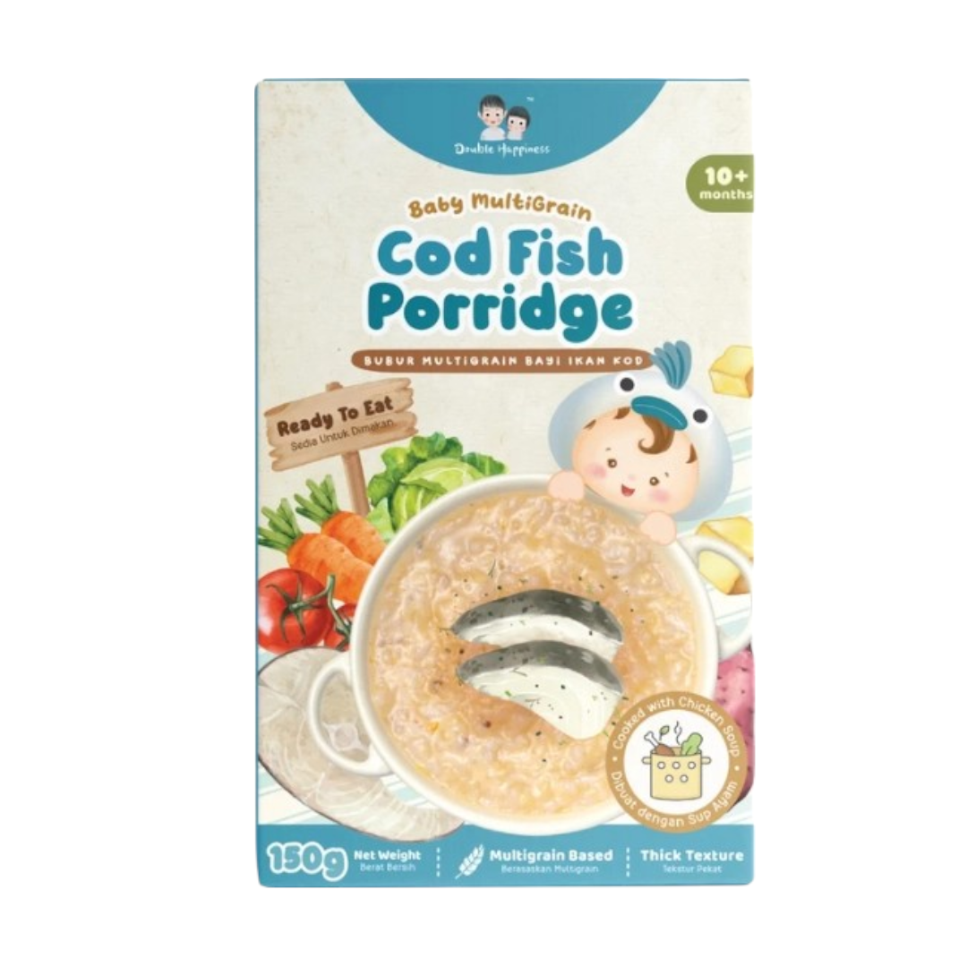 Double Happiness Baby Multigrain Porridge 150g 10m+ Ready To Eat Easier for Travel with Spoon