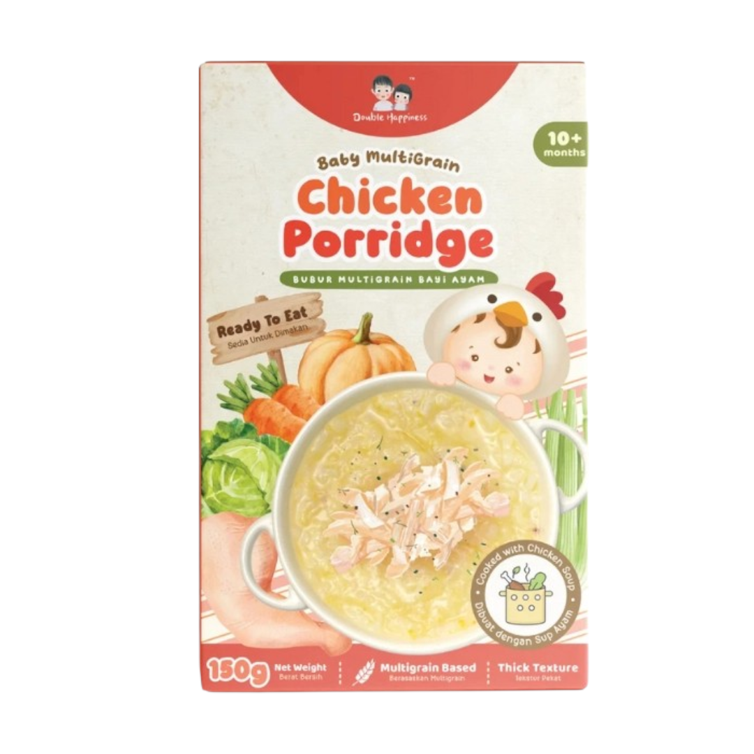 Double Happiness Baby Multigrain Porridge 150g 10m+ Ready To Eat Easier for Travel with Spoon