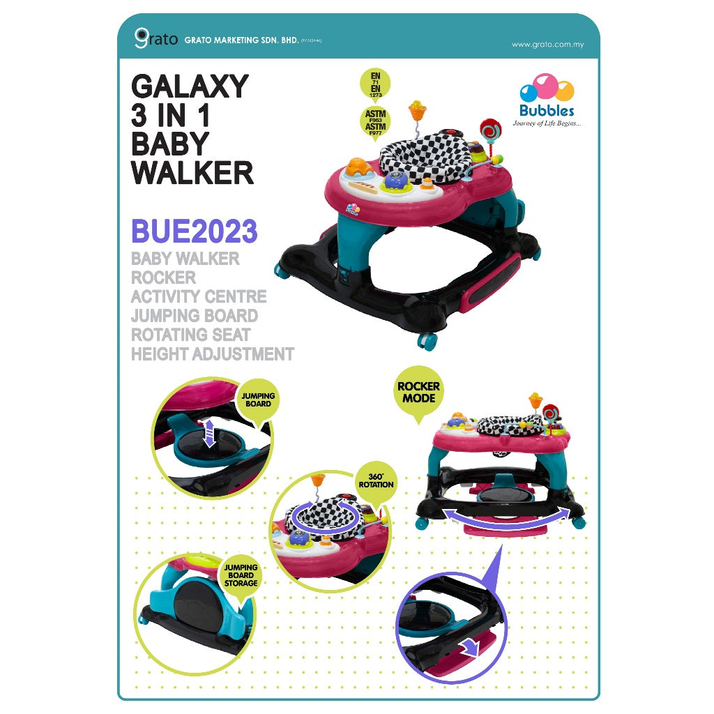 Bubbles 3 in 1 Baby Walker