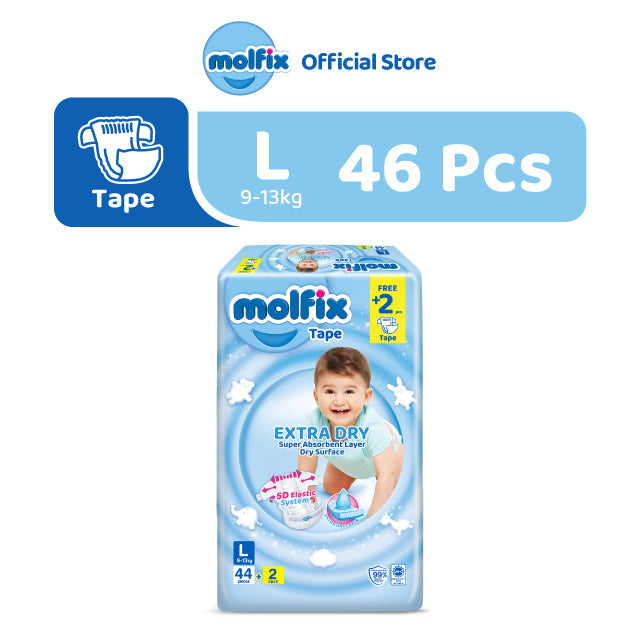 Molfix Extra Dry Tape Jumbo Pack - NB60 / S60 / M54 / L46 / XL38 / XXL34 (1 Pack)