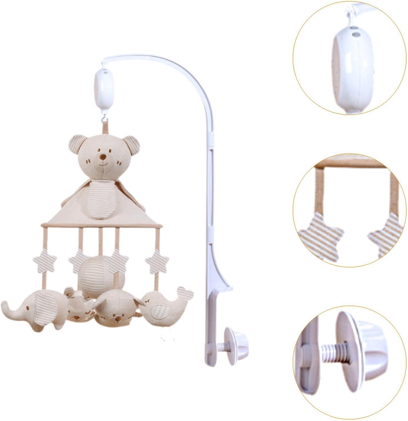 Crib Musical Mobile with Music Box for Infants Featuring Animal, with 12 Songs