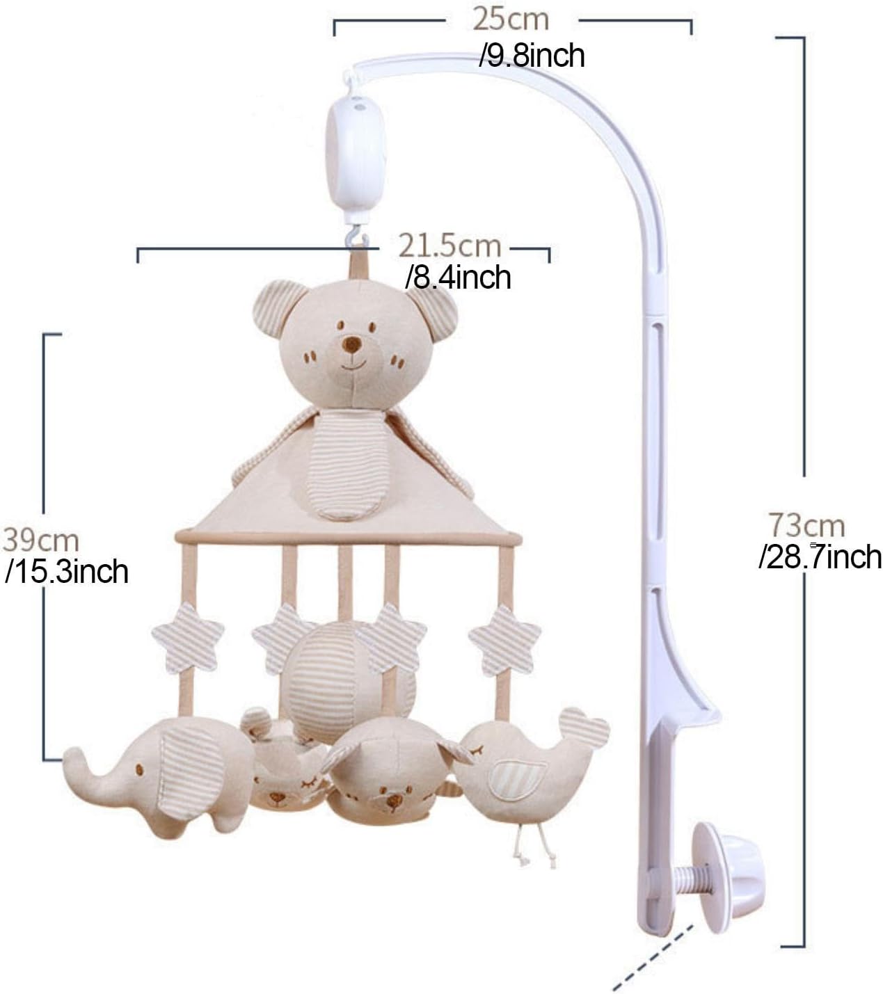 Crib Musical Mobile with Music Box for Infants Featuring Animal, with 12 Songs