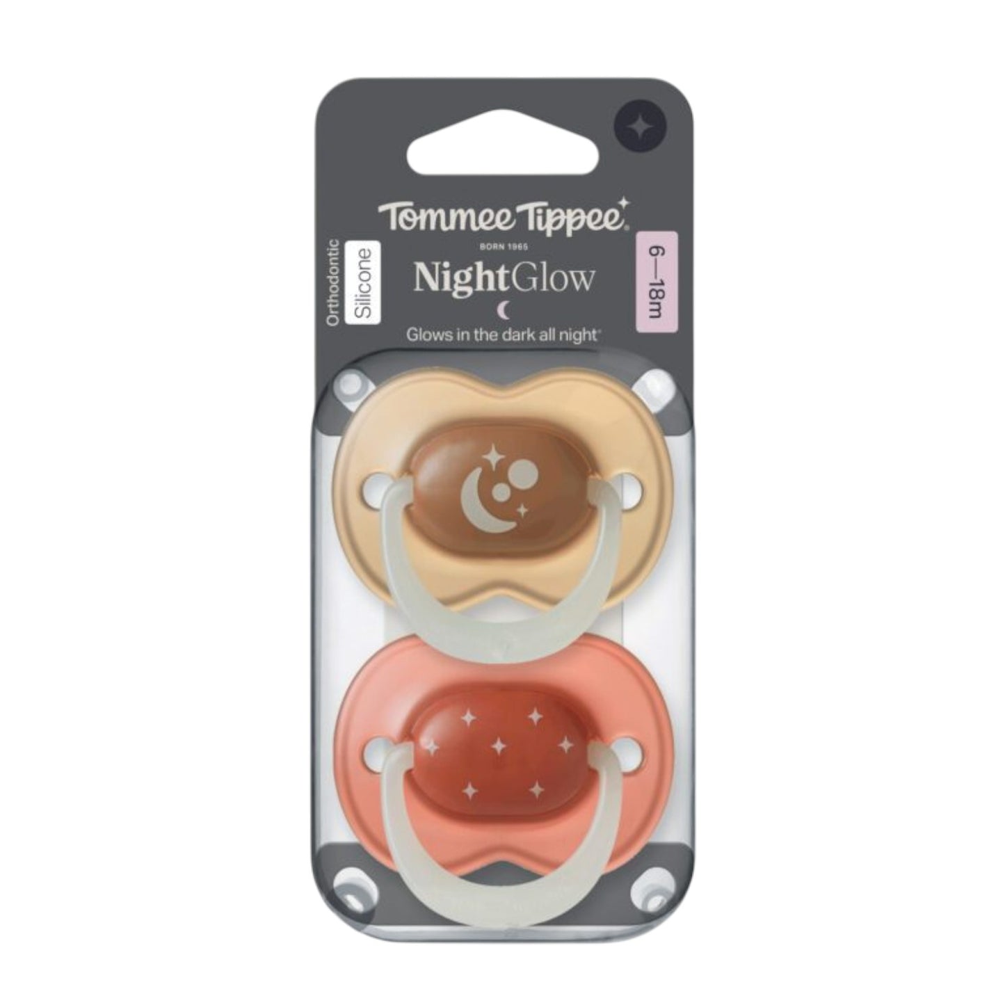 Tommee Tippee Night Time Baby Soother | Orthodontic Pacifier Glow In the Dark (Assorted)