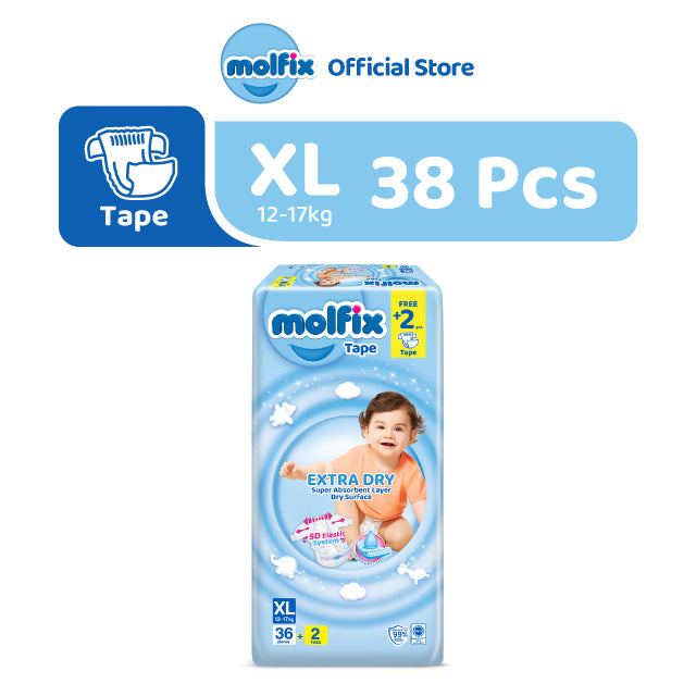 Molfix Extra Dry Tape Jumbo Pack - NB60 / S60 / M54 / L46 / XL38 / XXL34 (1 Pack)