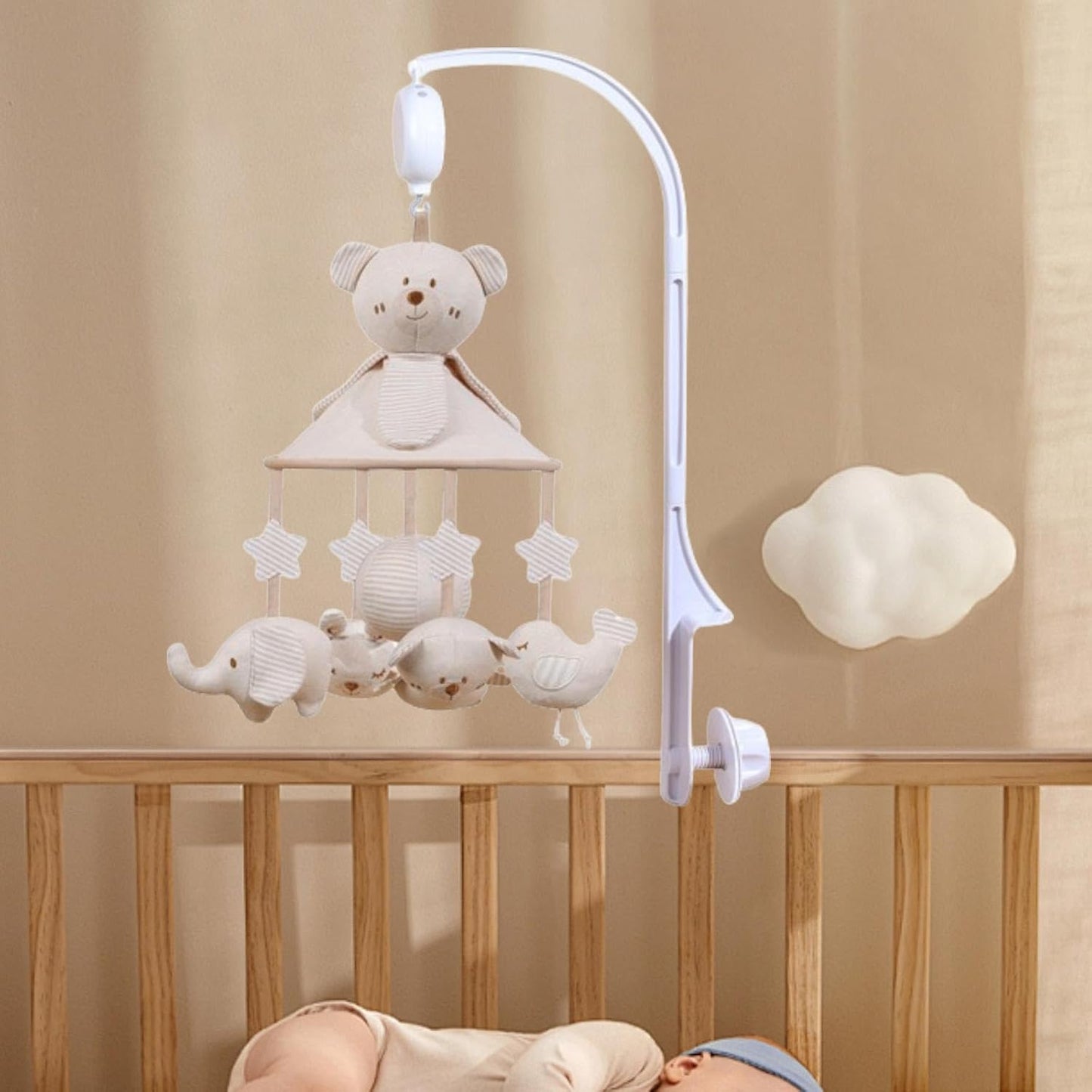 Crib Musical Mobile with Music Box for Infants Featuring Animal, with 12 Songs