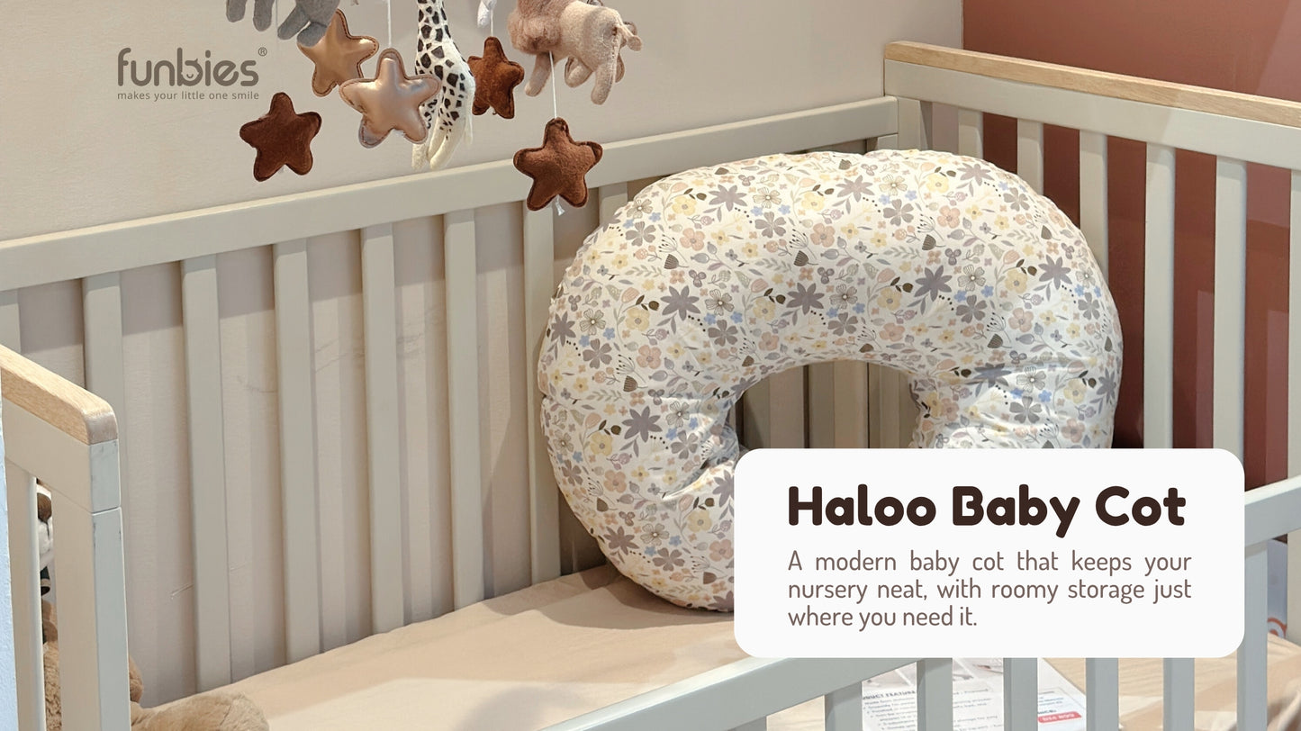 Funbies Haloo Baby Cot Set (Pipe Clay + Natural White)