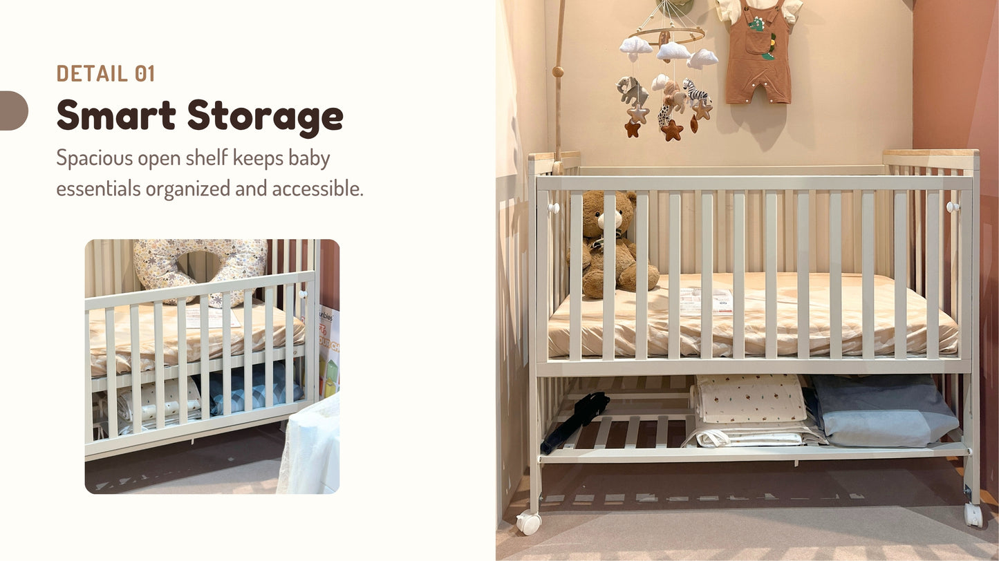Funbies Haloo Baby Cot Set (Pipe Clay + Natural White)