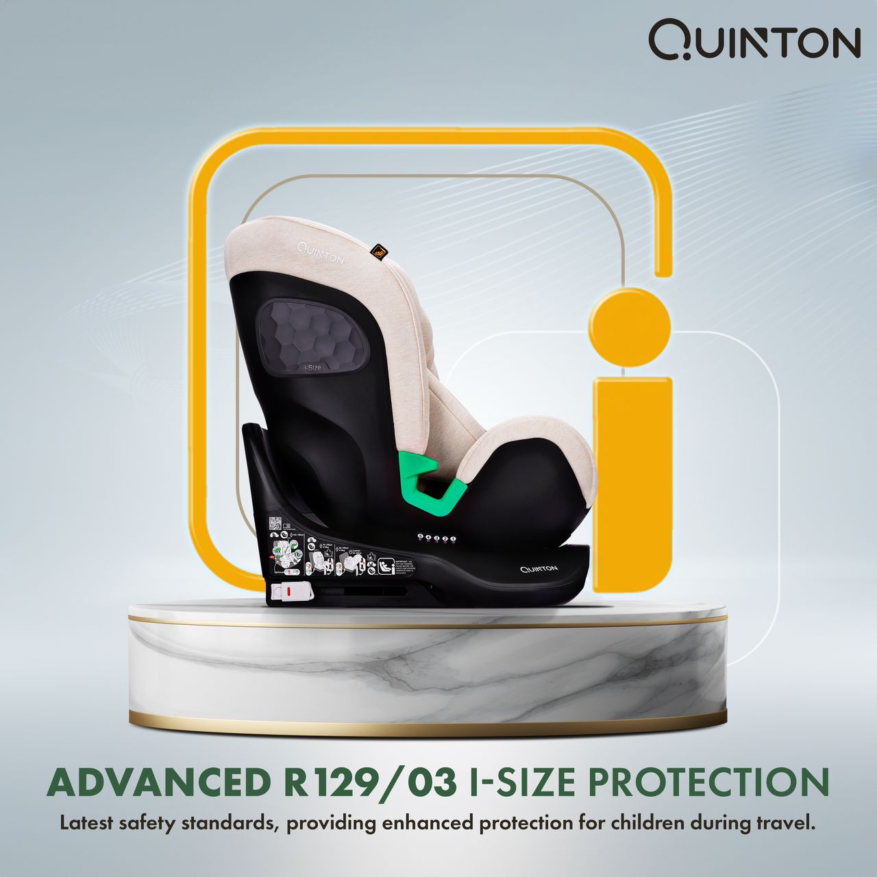 Quinton Coxy 360 Car Seat Cream White/Black/Navy Blue