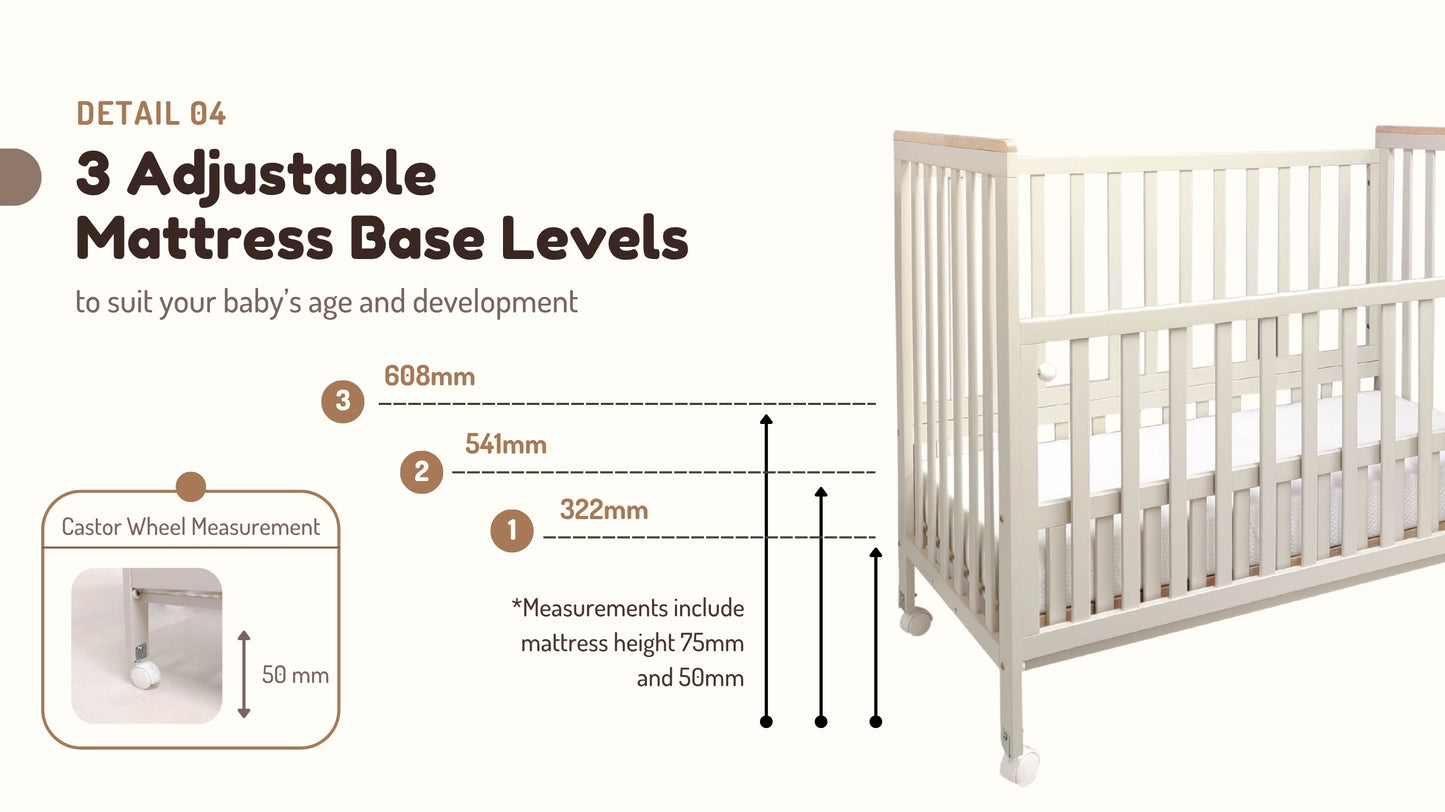 Funbies Haloo Baby Cot Set (Pipe Clay + Natural White)