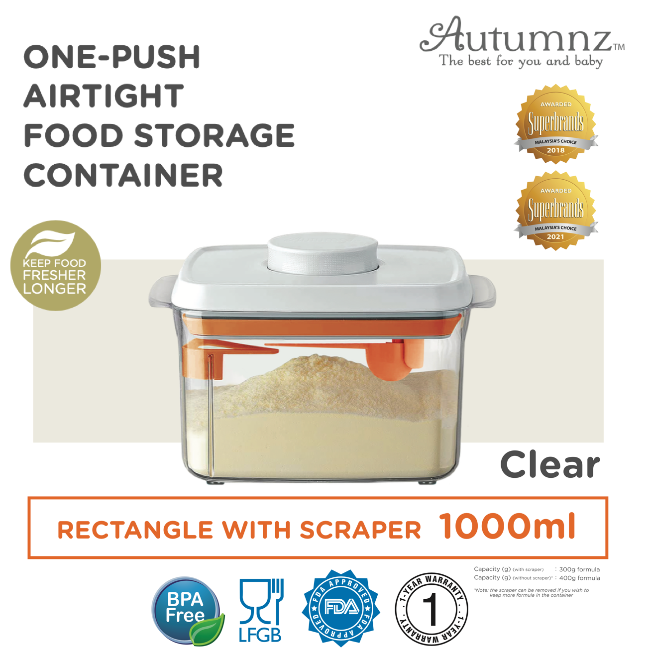 Autumnz - One-Push Airtight Food Storage Container