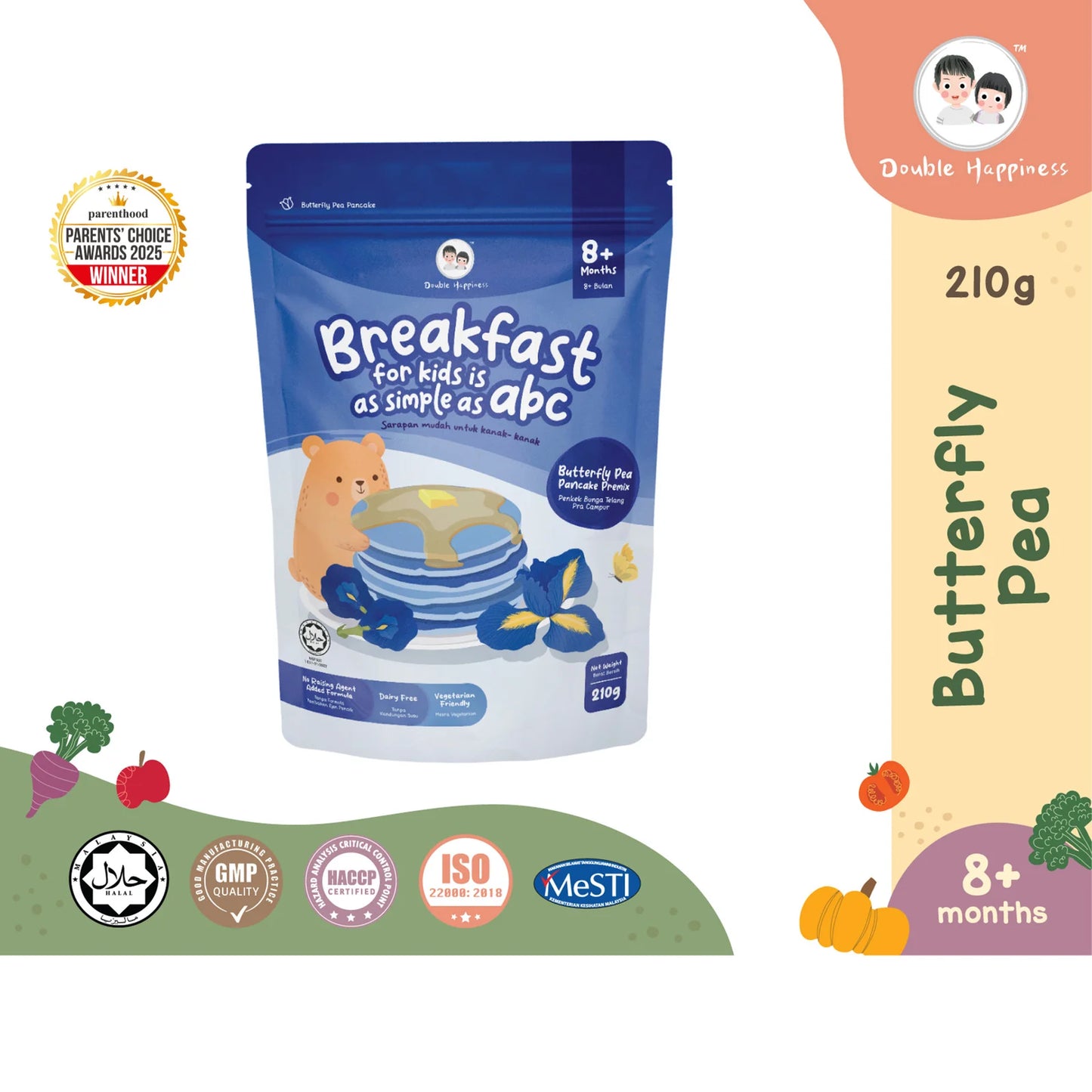 Double Happiness Baby Veggie Pancake Premix Food Baby Waffle Premix 210g