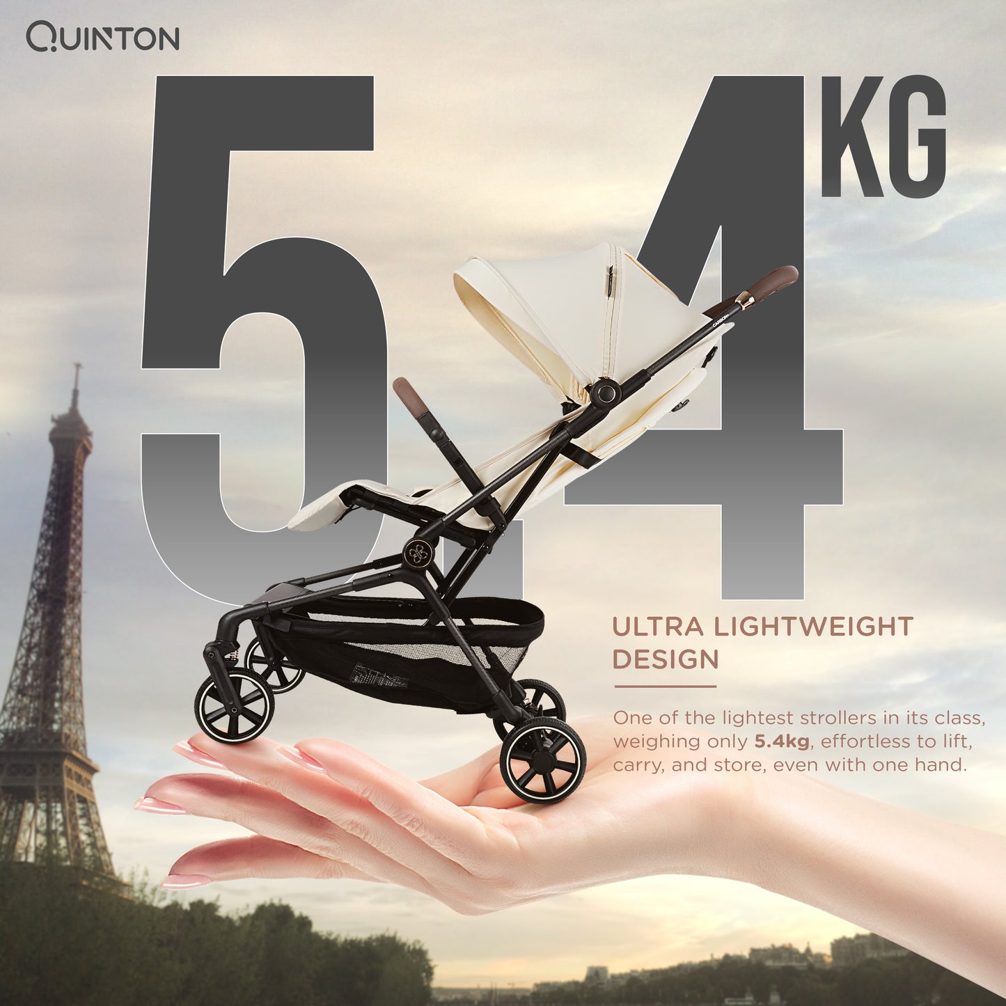 Quinton CARBON+ Ultra-Light Carbon Fiber Stroller, Cabin Size 5.4KG Only From Newborn to 22KG