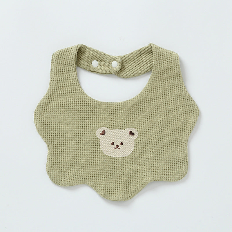 Baby Embroidery Bear 100% Cotton Drooling Bib