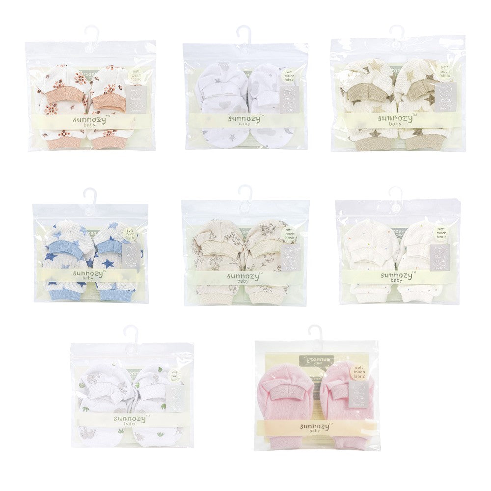 BBibee - 100% Cotton Newborn Baby Mittens & Booties Set