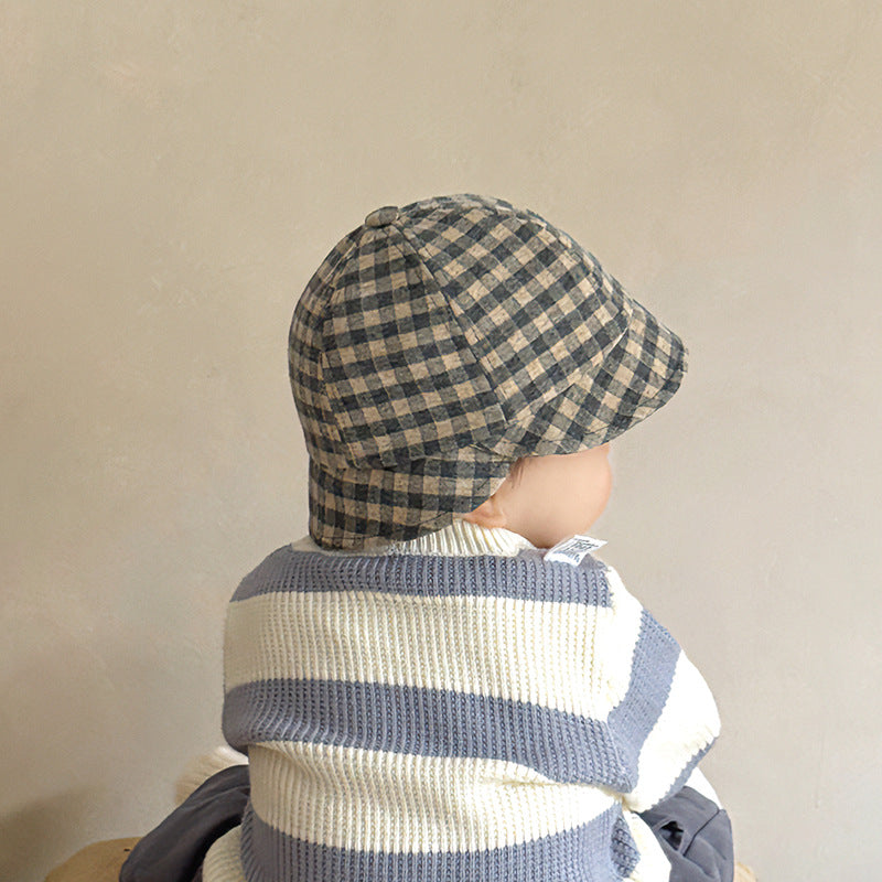 Baby Toddler Plaid Bucket Hats with Chin Strap