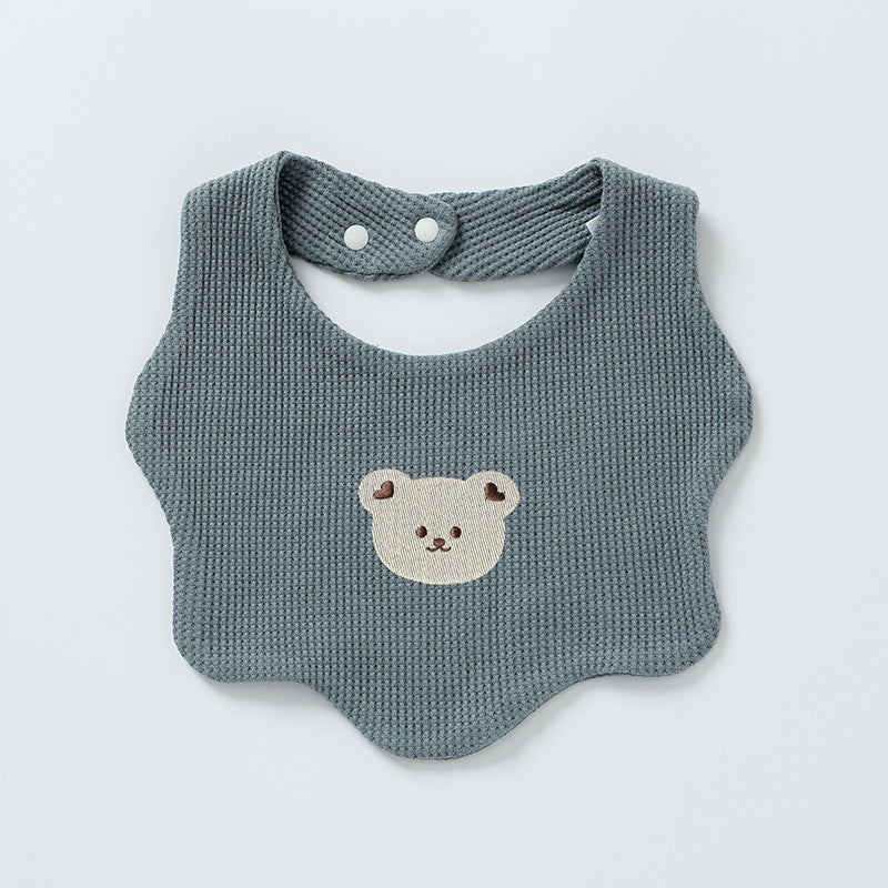 Baby Embroidery Bear 100% Cotton Drooling Bib