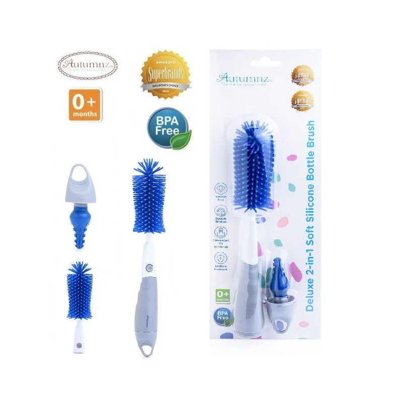 Autumnz Deluxe 2 in 1 Soft Silicone Bottle & Nipple Brush