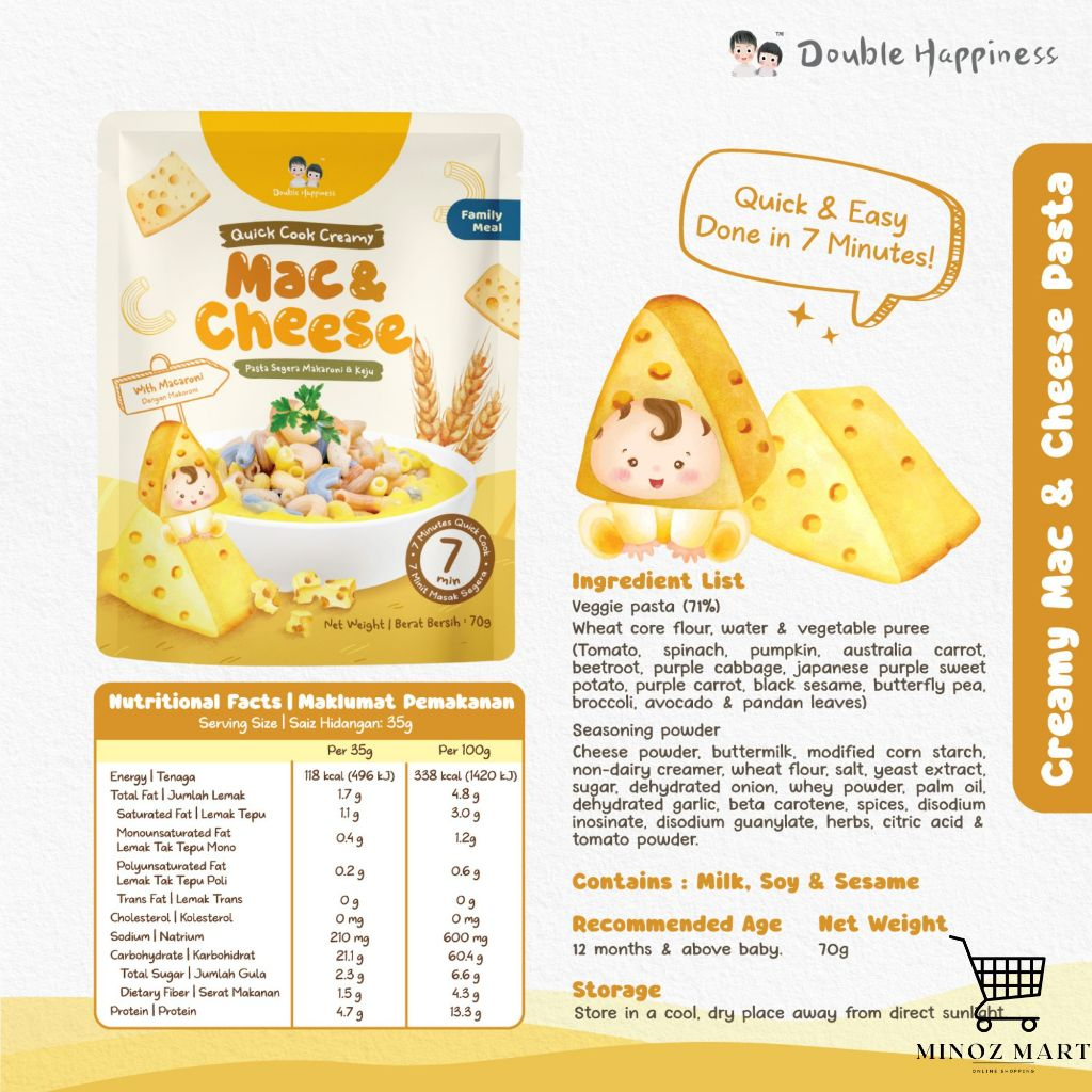 Double Happiness Quick Cook Pasta / For 12 Months and above