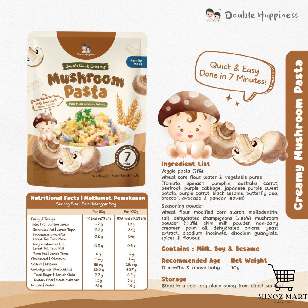 Double Happiness Quick Cook Pasta / For 12 Months and above