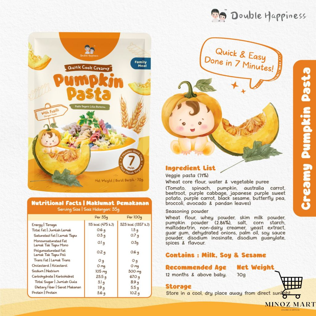 Double Happiness Quick Cook Pasta / For 12 Months and above