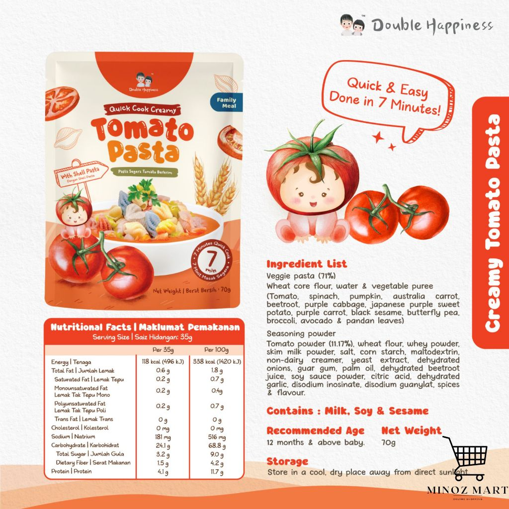 Double Happiness Quick Cook Pasta / For 12 Months and above