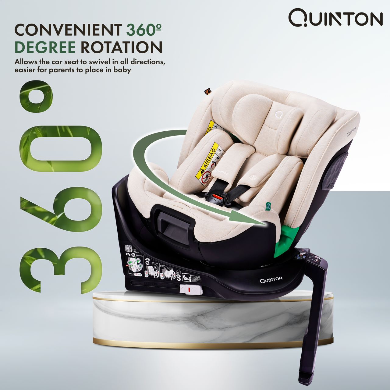 Quinton Coxy 360 Car Seat Cream White/Black/Navy Blue
