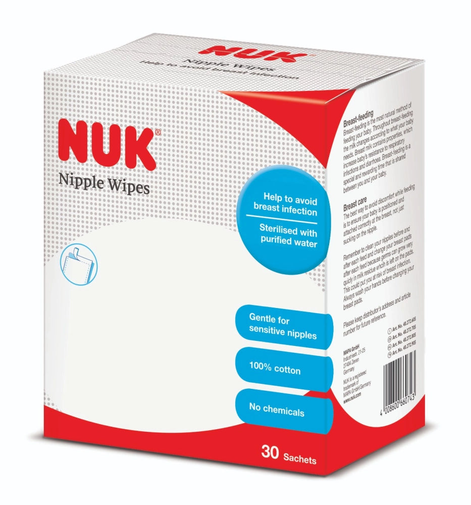 NUK NIPPLE WIPES 30 SACHETS BOX