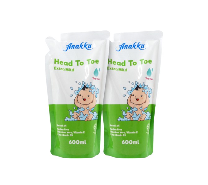 Anakku Baby Bath Head To Toe Refill Pack (600ml) x 2