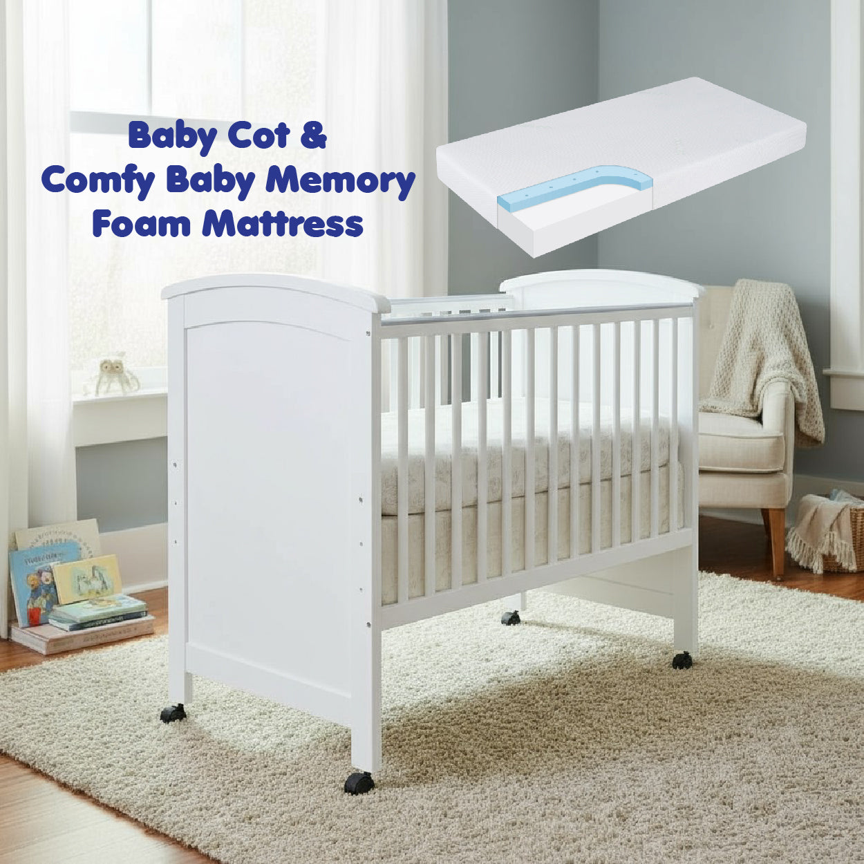 Seni Daya Isabella 4-in-1 Convertible Baby Cot Size (Suitable for Newborn till 6 Years Old)