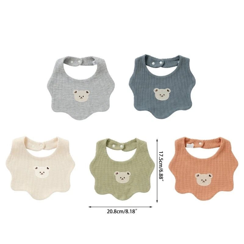 Baby Embroidery Bear 100% Cotton Drooling Bib