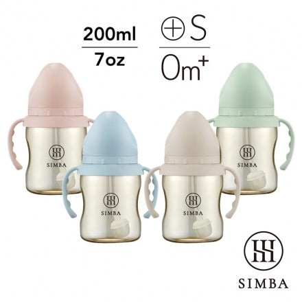SIMBA ALLONGE PPSU WIDE NECK BOTTLE WITH HANDLE & AUTO STRAW (200ML/7OZ) CROSS HOLE S TEAT