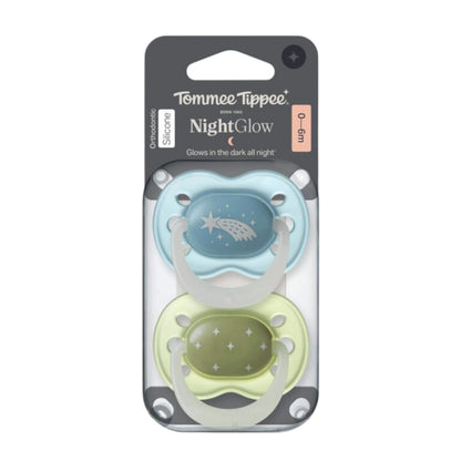 Tommee Tippee Night Time Baby Soother | Orthodontic Pacifier Glow In the Dark (Assorted)