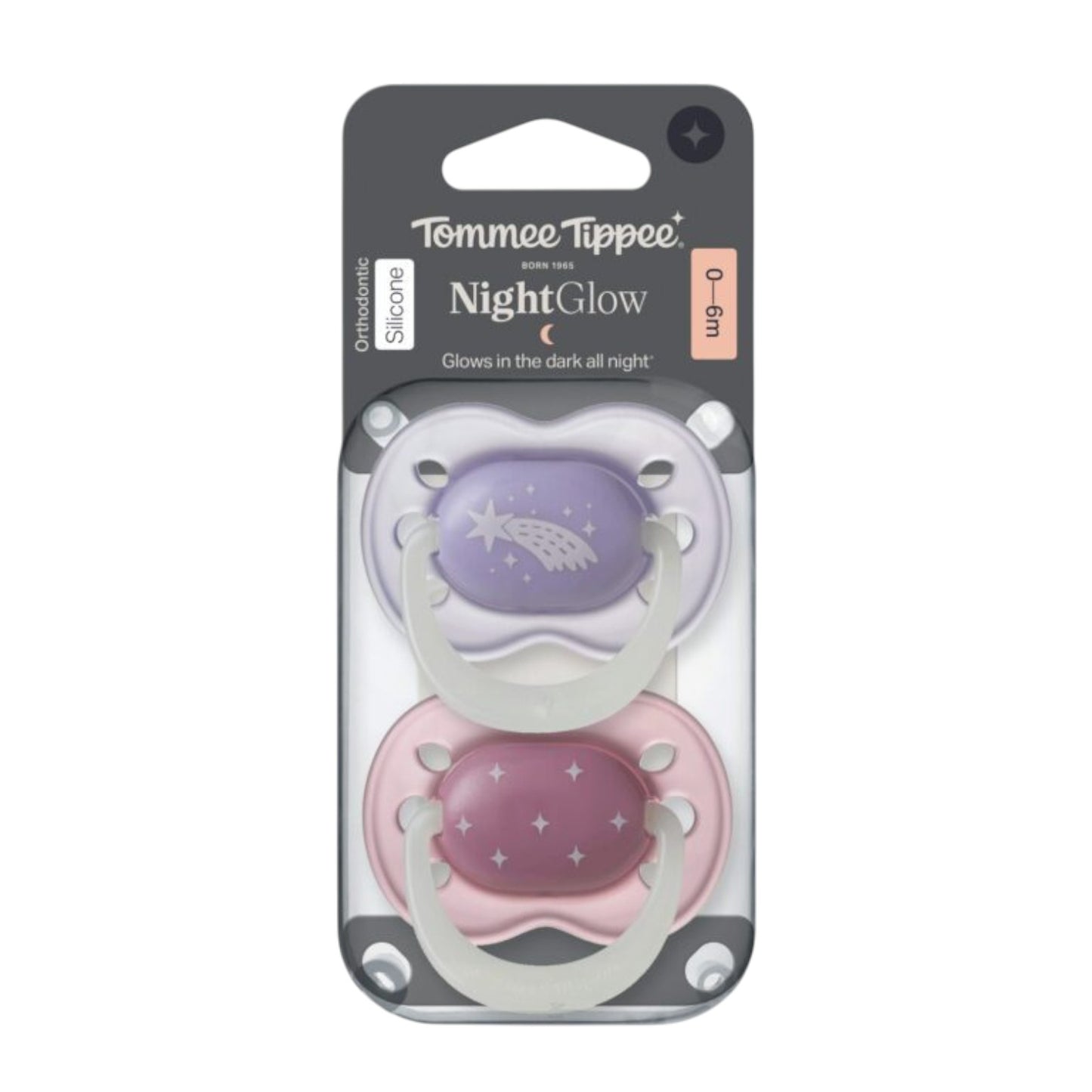 Tommee Tippee Night Time Baby Soother | Orthodontic Pacifier Glow In the Dark (Assorted)