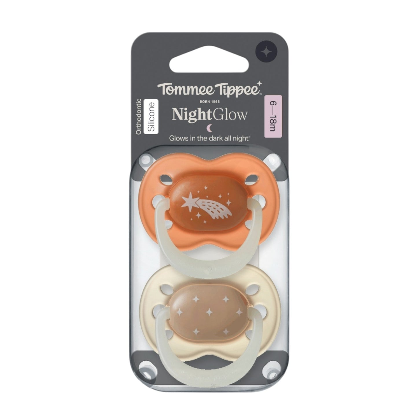 Tommee Tippee Night Time Baby Soother | Orthodontic Pacifier Glow In the Dark (Assorted)
