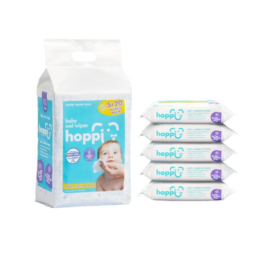 Hoppi 20 Sheets 5-In-1 Bundle Pack Baby Wet Wipe HB1100