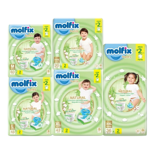 Molfix Natural Tape Super Jumbo Pack - NB/ S86 / M78 / L66 / XL54 / XXL44 (1 Pack)