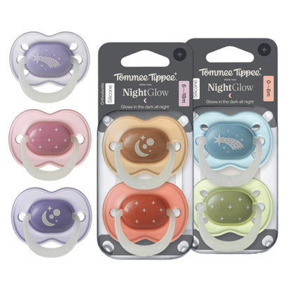 Tommee Tippee Night Time Baby Soother | Orthodontic Pacifier Glow In the Dark (Assorted)