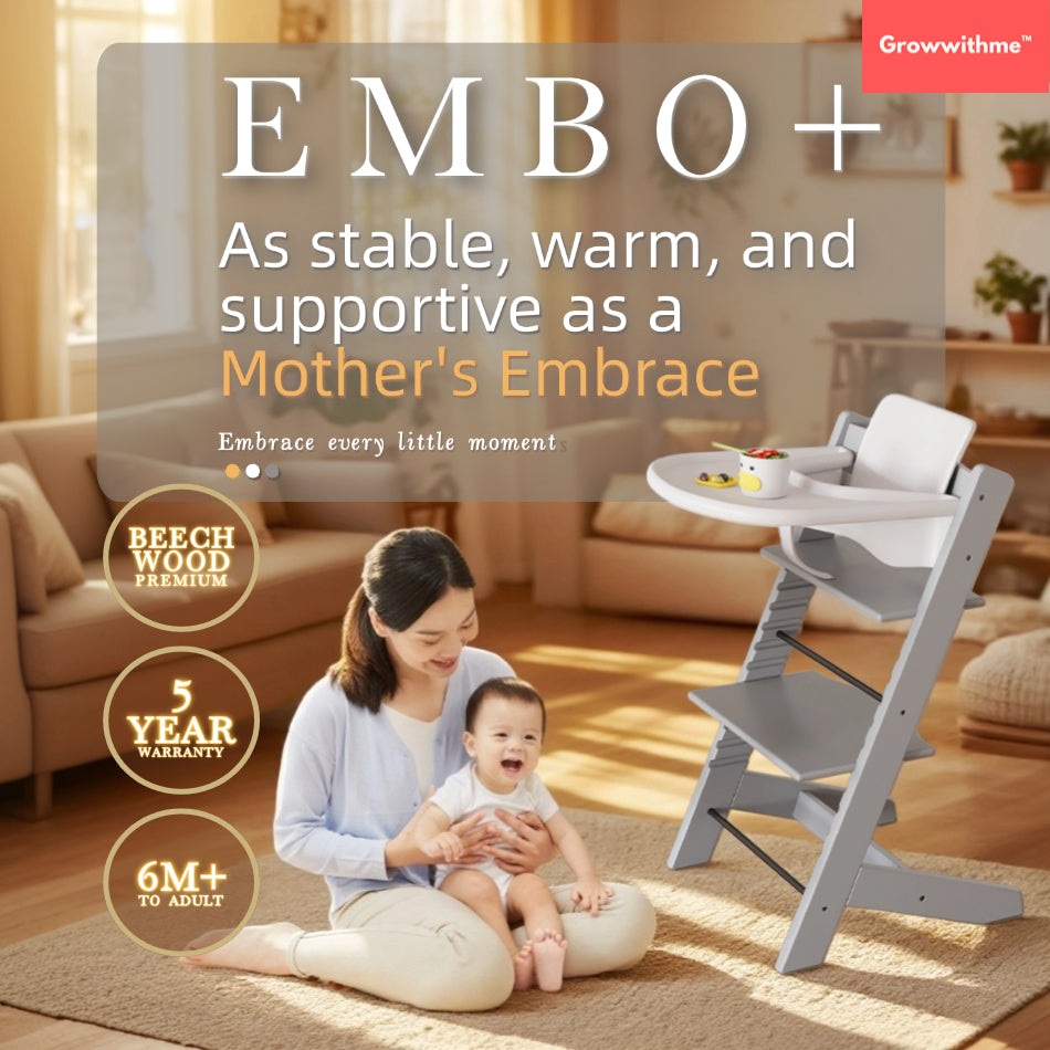 Growwithme™ Embo+ High Chair [Enhanced Edition]｜Premium Beech Wood｜5-Year Warranty