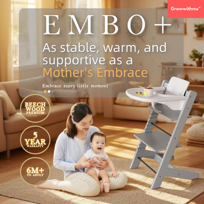 Growwithme™ Embo+ High Chair [Enhanced Edition]｜Premium Beech Wood｜5-Year Warranty