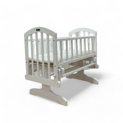 Solid Wood Baby Rocking Cot/Wooden Swing Cradle Cot c/w mattress